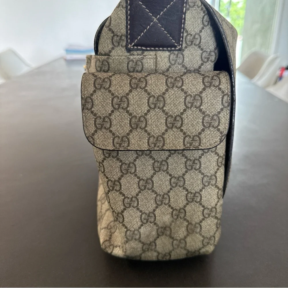 Gucci Beige Brown GG Canvas Messenger Baby Bag